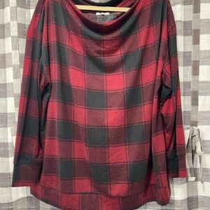 Maurices Red and Black Plaid Top